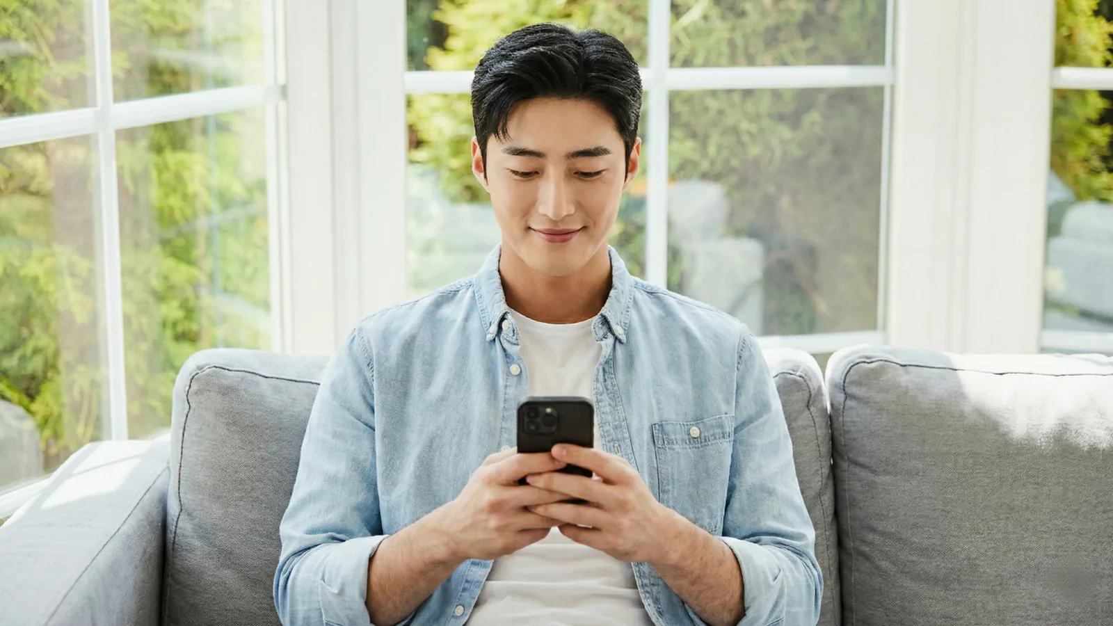 휴대폰으로 정보이용료 항목을 살펴보는 이용자